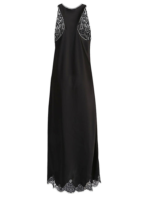 Balenciaga Balenciaga Lace trim long length sleeveless v-neckline dress