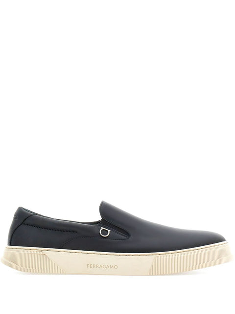 Ferragamo Ferragamo Gancini-plaque leather sneakers