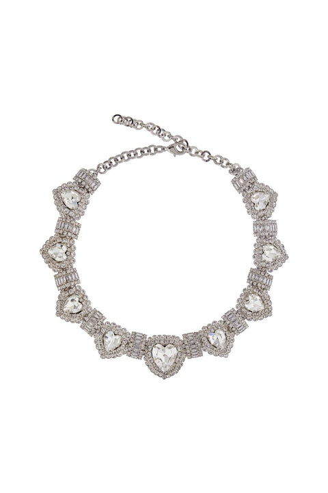 Alessandra Rich Alessandra Rich heart necklace in hypoallergenic silver crystal