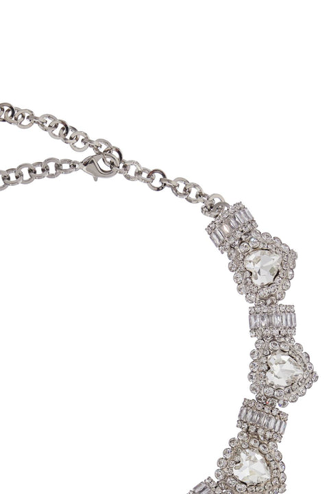 Alessandra Rich Alessandra Rich heart necklace in hypoallergenic silver crystal