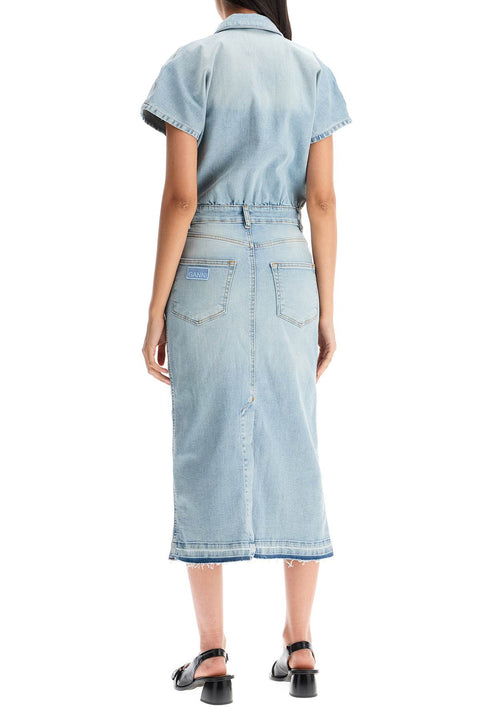 Ganni Ganni stretch denim midi dress in 8