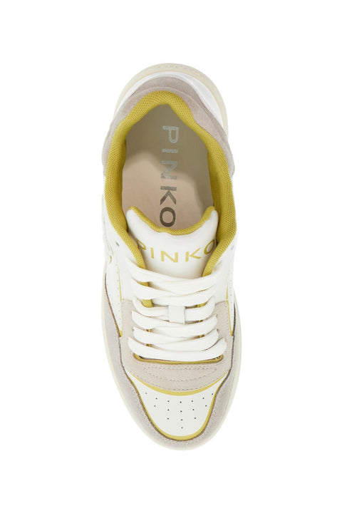 Pinko Pinko sneakers mandy 08 in white leather with lime details for women